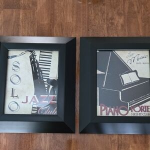 12x14 Black Framed Jazz and Piano Wall Art Set